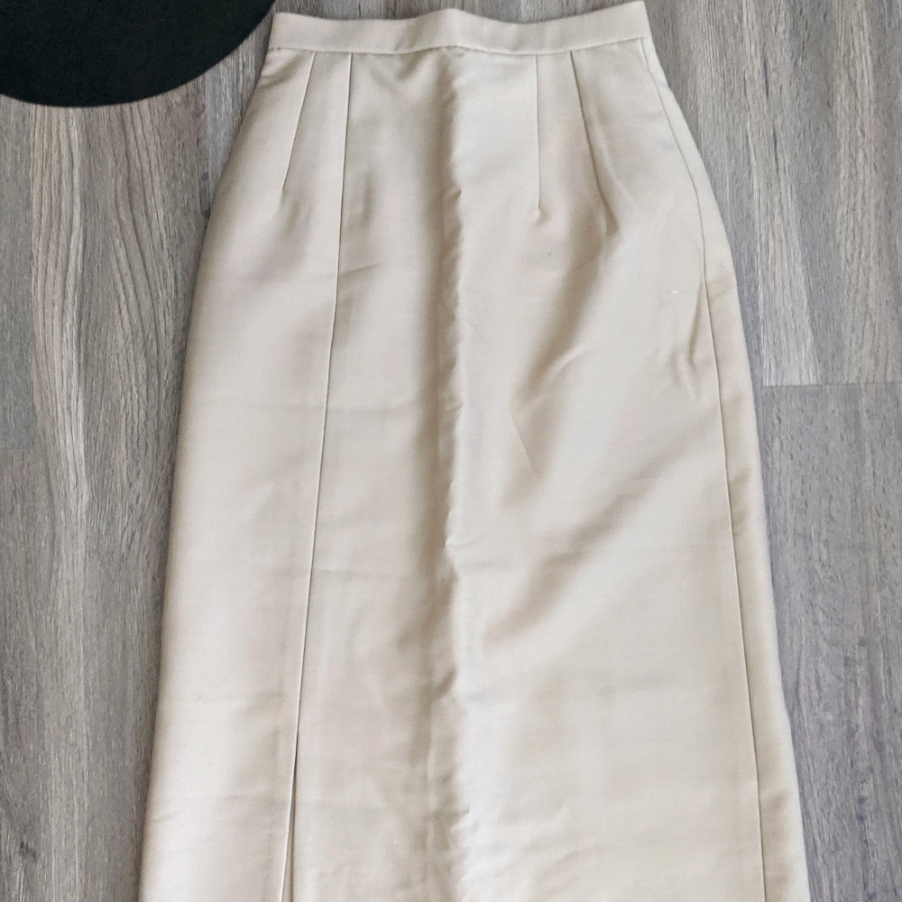 Vintage 1896 Tan Japanese Wool Long Skirt Small